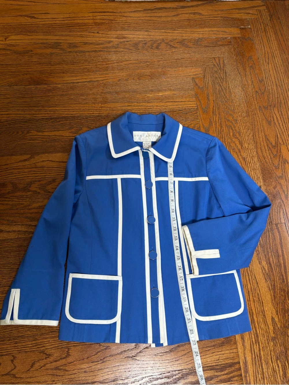 Doncaster Blue Jacket with White Piping - Vintage - Size 8